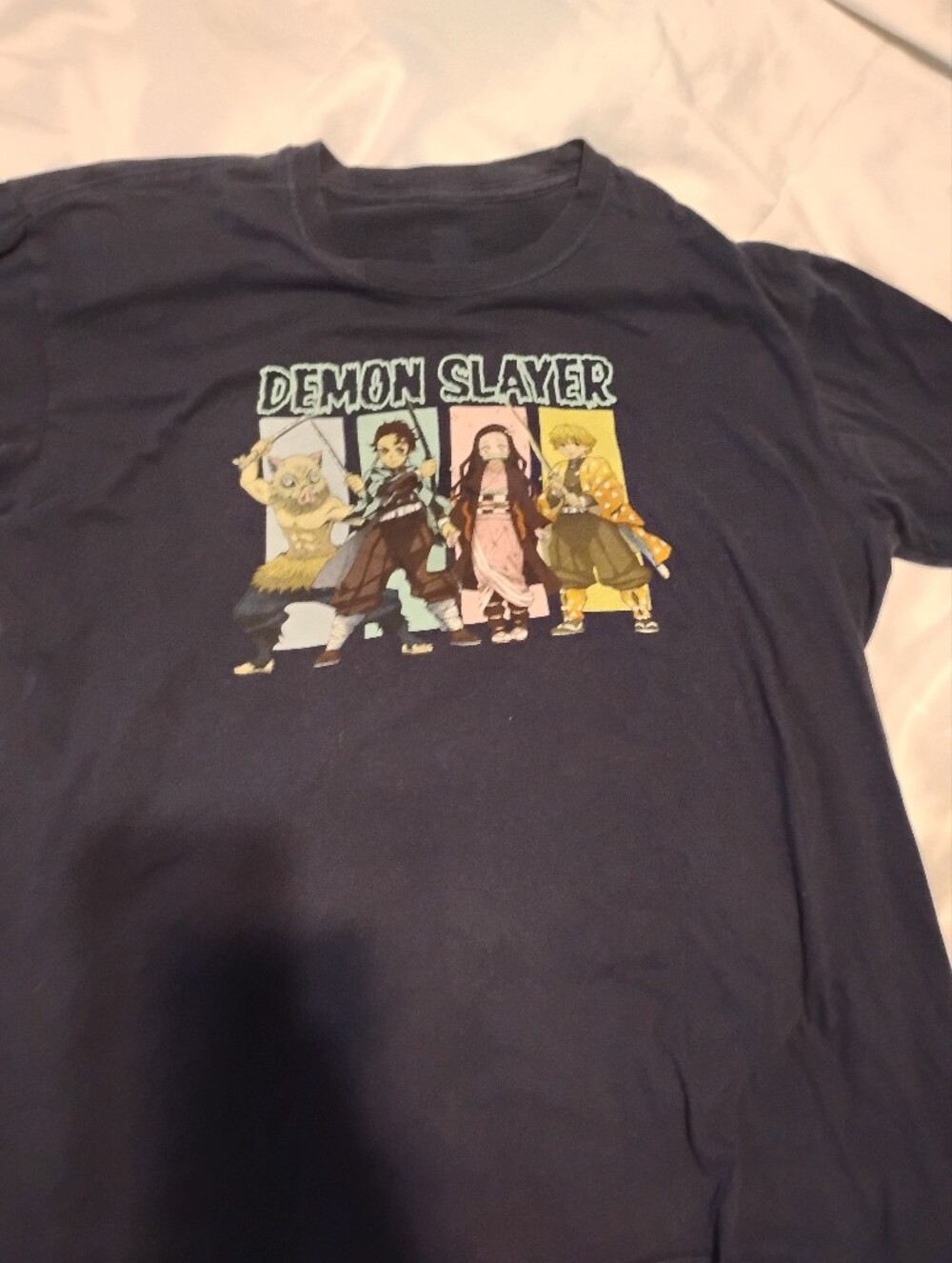 Demon Slayer Graphic Tee - Dark Blue Crew Neck